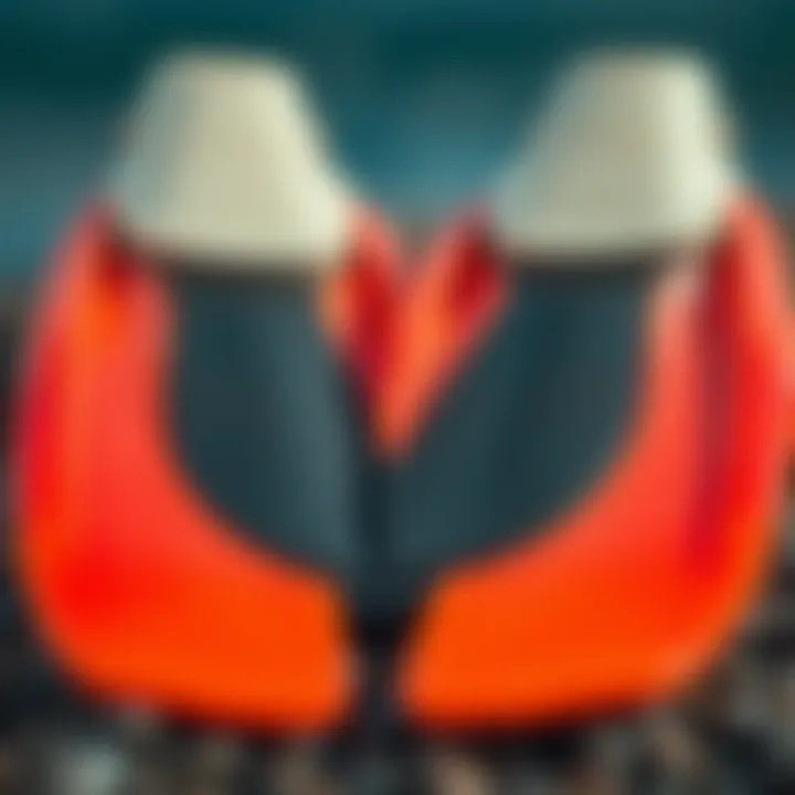 Close-up of innovative materials used in swim fins highlighting their lightweight properties.