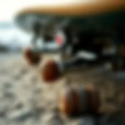 Detailed view of longboard surfing truck components