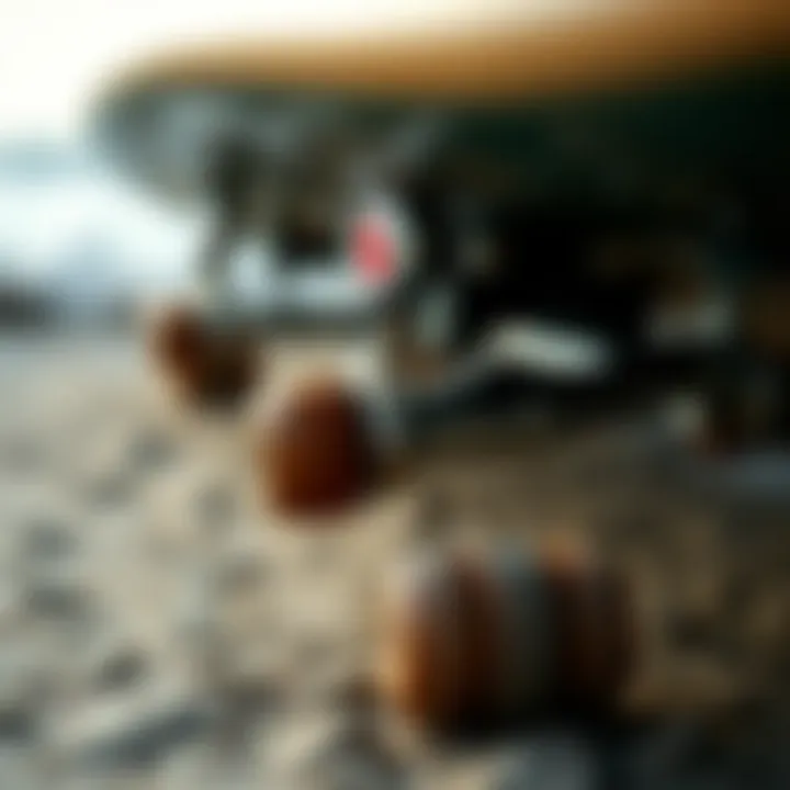 Understanding Longboard Truck Components Detailed view of longboard surfing truck components