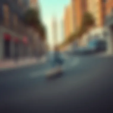 Executing a Perfect Turn on Urban Streets A rider executing a smooth turn on a longboard in an urban setting