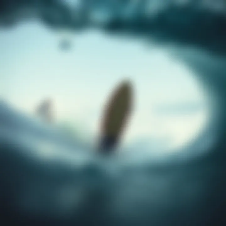 Surfboard in Action During a Pop-Up Close-up of surfboard during a pop-up maneuver