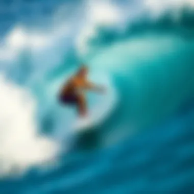 Ideal Stance for Riding Waves Surfer's stance while riding the wave