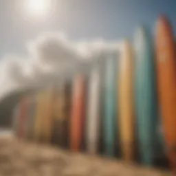 Diverse surfboard selection at Mission Beach