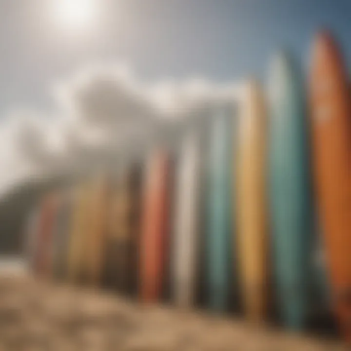 Diverse surfboard selection at Mission Beach