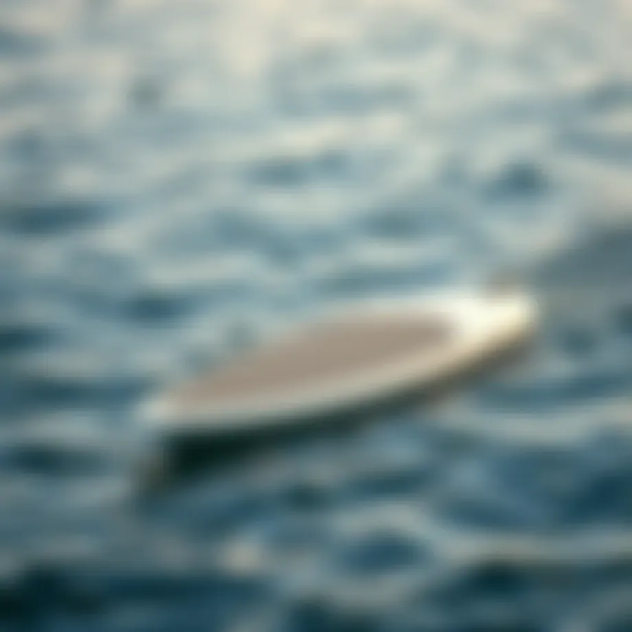 A sleek motorized paddle board gliding over tranquil waters