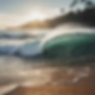 Gentle Waves on the North Shore A serene beach on the North Shore with gentle waves, perfect for beginners.