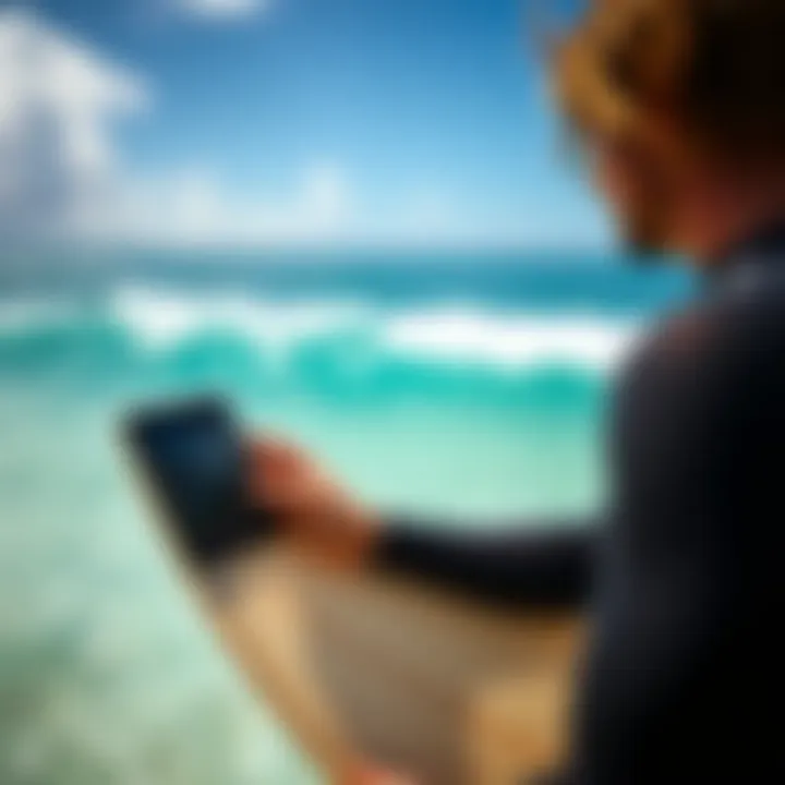 Surfer analyzing wind conditions before heading out