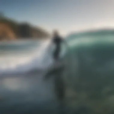 Surfer analyzing wave patterns from the shore