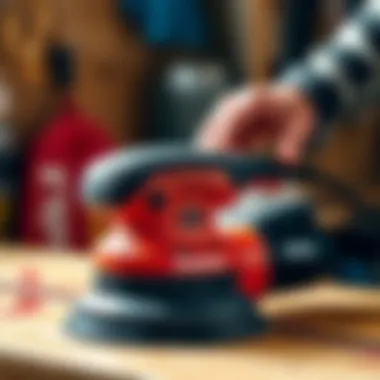 Close-up view of Surfprep electric sander showcasing its ergonomic design and features