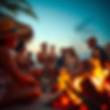 Cultural Connections at the Beach Bonfire A group of diverse friends sharing stories at a beach bonfire