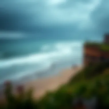 Ecological Insights: Impact of Storms on Coastal Environments An overview of a beach showing storm effects on the shoreline.