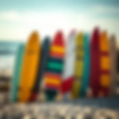 Surfboards Embracing the Ocean Spirit Colorful surfboards lined up on the beach