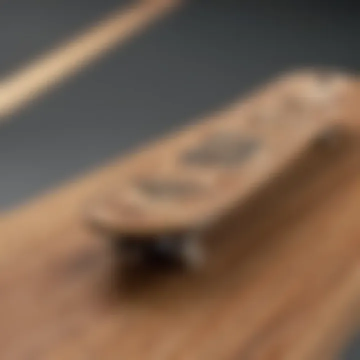 Close-up of a Tech Deck finger board demonstrating intricate details and craftsmanship