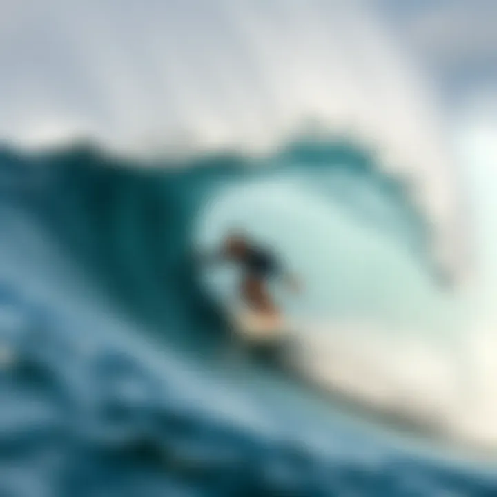 Surfer Harnessing the Power of Waves Surfer riding a powerful wave