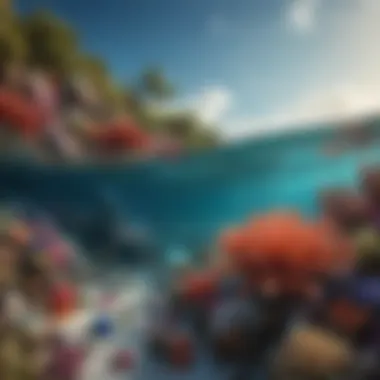 Vibrant Coral Reef Affected by Plastic Waste Vibrant coral reef affected by plastic waste