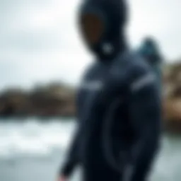 Detailed view of Ocean Rodeo dry suit showcasing design features