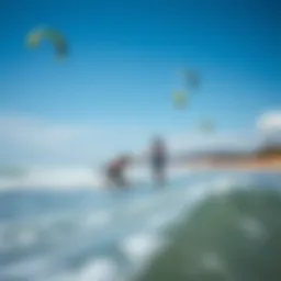 Dynamic kite training session on the beach