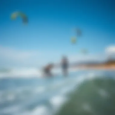 Dynamic kite training session on the beach