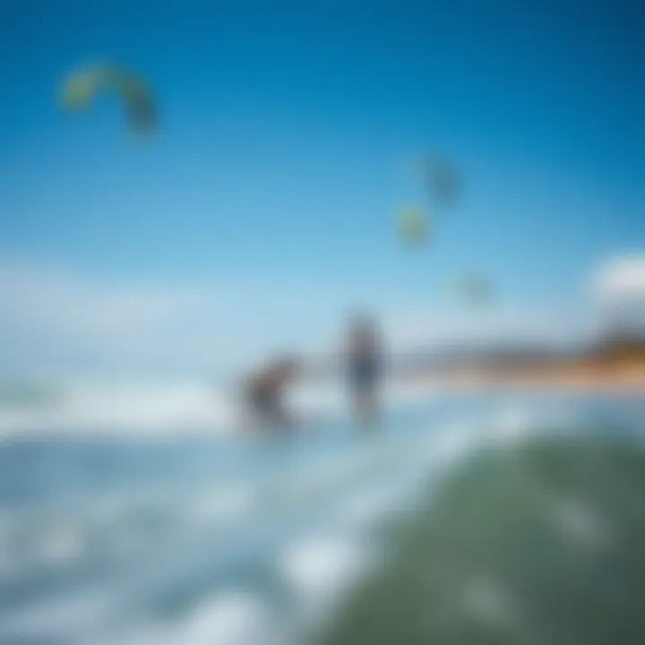 Dynamic kite training session on the beach