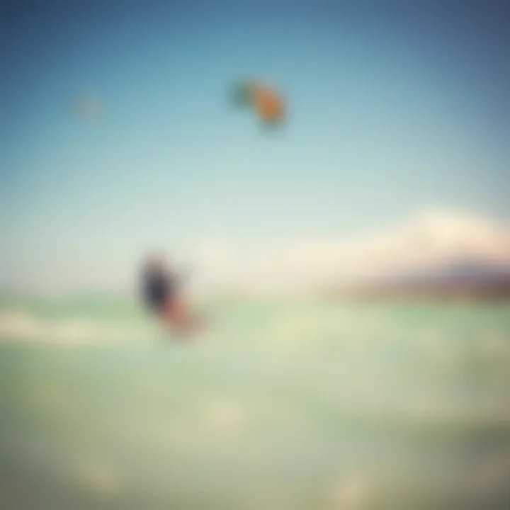 Scenic view of kiteboarding in vibrant waters
