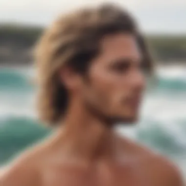 A surfer styling their hair with OGX Surf Paste