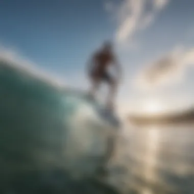 GoPro capturing a surfer from a unique angle using a pole mount