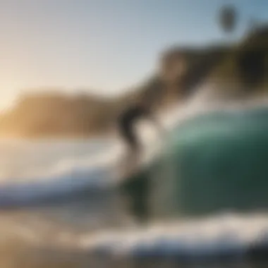 Beginners taking surfing lessons with an instructor