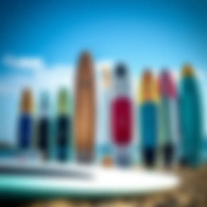 Exploring Various Paddle Board Sizes Diverse paddle board sizes lined up