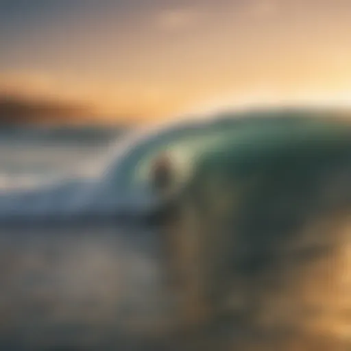 Vibrant surfing scene at sunset capturing the thrill of the sport