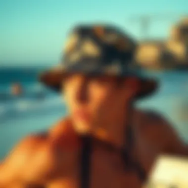 Rip Curl Surf Series Bucket Hat in Action Stylish Rip Curl Surf Series bucket hat in action on the beach