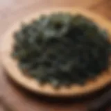 Nutrient-rich roasted seaweed on a wooden plate