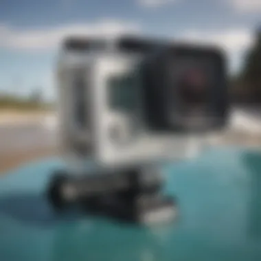 Close-up of a GoPro head mount showcasing its design and materials