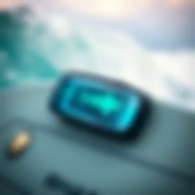 Close-up of a shark deterrent technology integrated into surfing gear