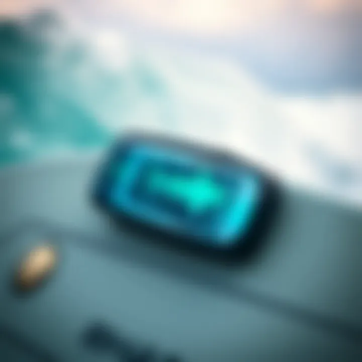 Close-up of a shark deterrent technology integrated into surfing gear