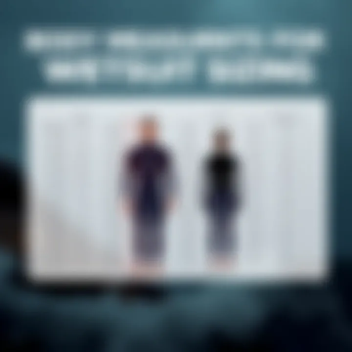 Diagram of body measurements for wetsuit sizing