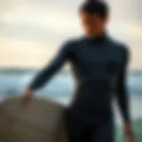 Illustration showing proper wetsuit fitting techniques