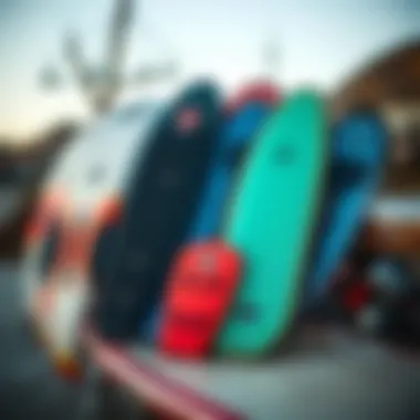 Different designs of skimboard front traction pads displayed together