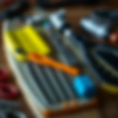 Maintenance tools and cleaning products for skimboard front traction pads