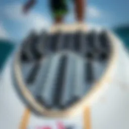 Close-up view of a high-quality skimboard front traction pad