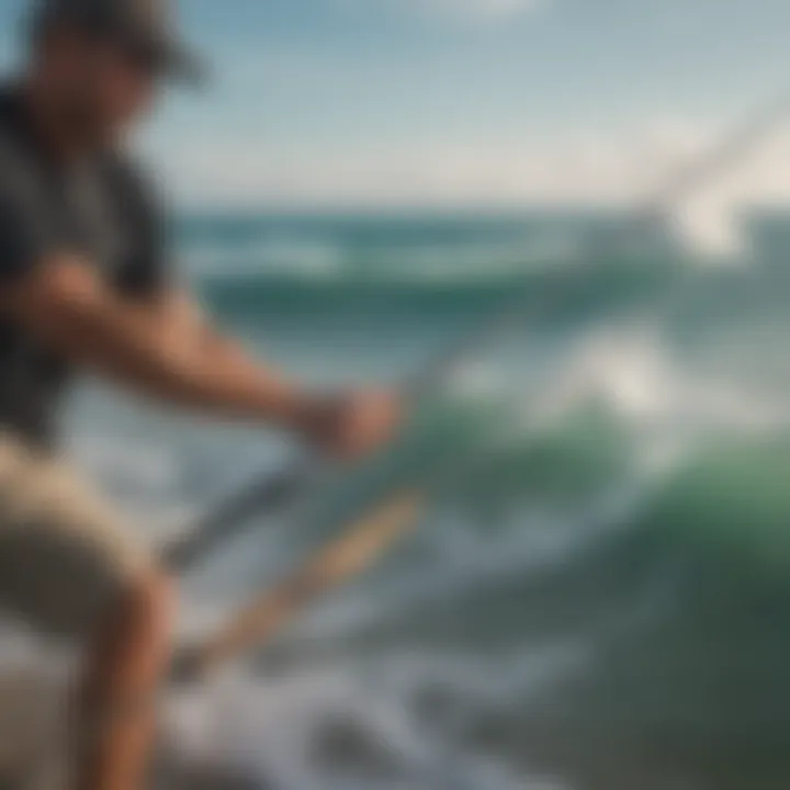 St. Croix Triumph Surf Spinning Rod in action during a surf fishing session