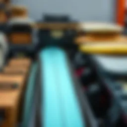 Various types of board cargo boxes displayed