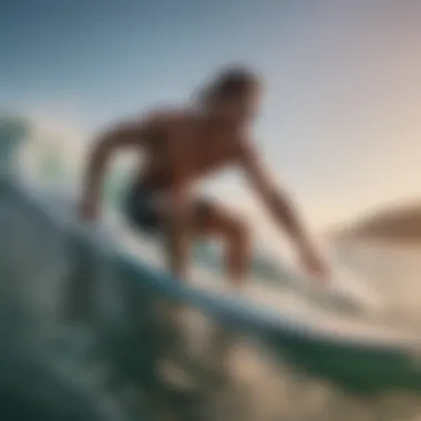 Surfer engaged in resistance training to improve paddling strength