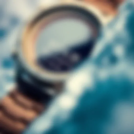 Surf Watch Tide Display A close-up of a surf watch displaying tide information