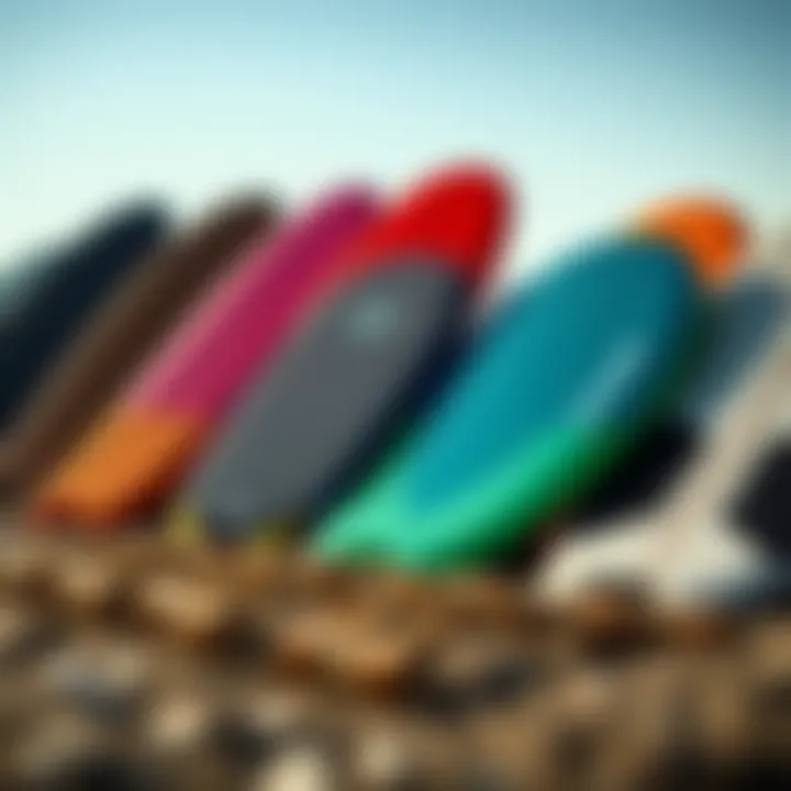 Variety of surfboard deck pads arranged by material type for comparison.