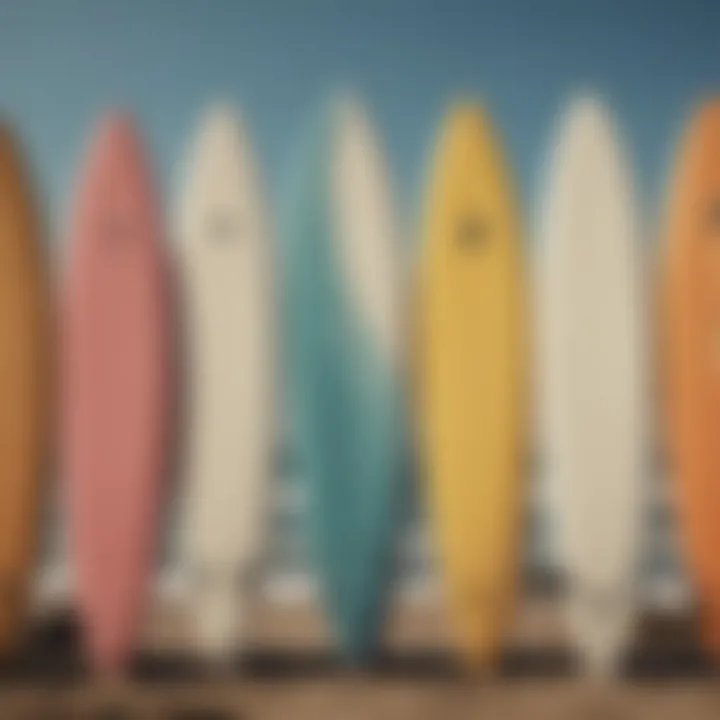 Different surfboard shapes displayed side by side