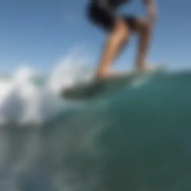 Surfer wearing a shark ankle bracelet while riding a wave