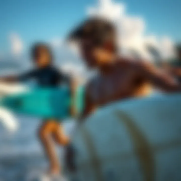 Local Surfers Embracing the Beach Life Local surfers enjoying a day at the beach