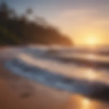 Tranquil Beach Sunset A tranquil sunset view from the beach, highlighting the beauty of the coastal landscape.