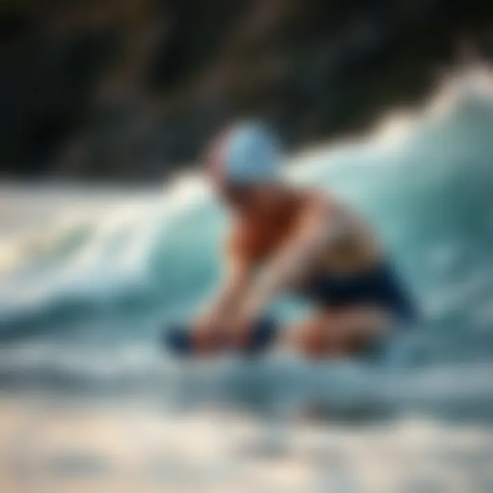Swimmer using fins in a training session