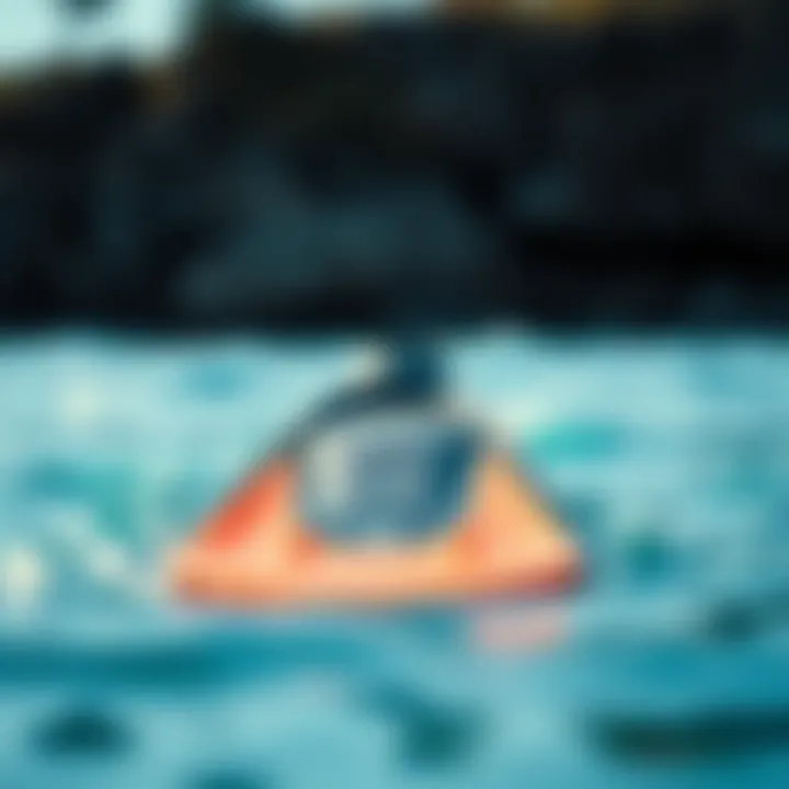 Close-up of swim fins in water